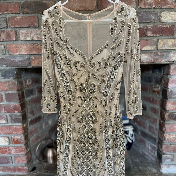 Lara Bodycon Embellished Gold Dress - Picture 6 of 7